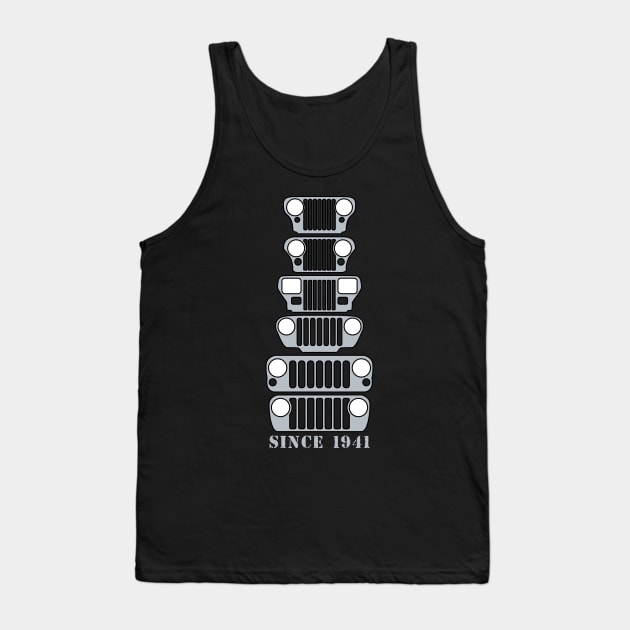 Jeep Grills Silver Logo Tank Top by Caloosa Jeepers 